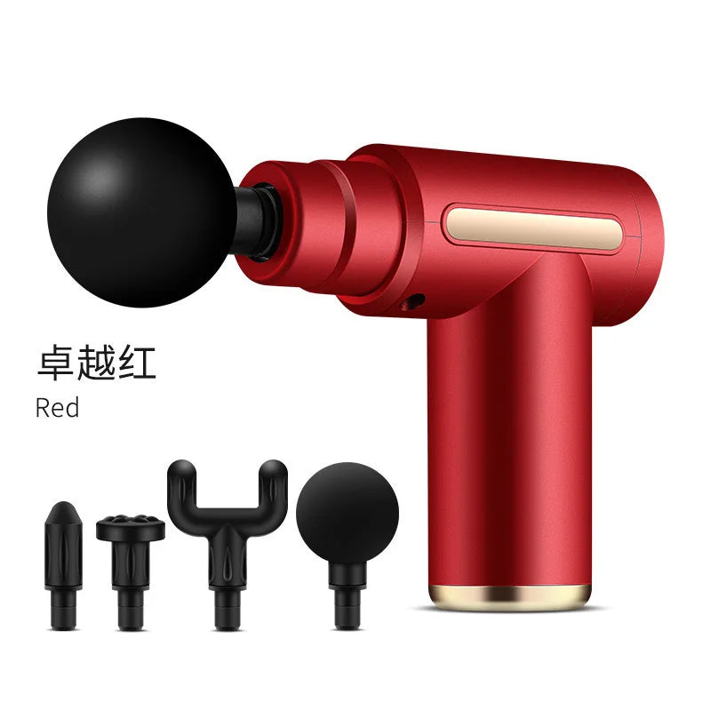 Massageador Muscular Portátil — Toque LED, 4 Cabeças e Alívio Corporal Profundo.