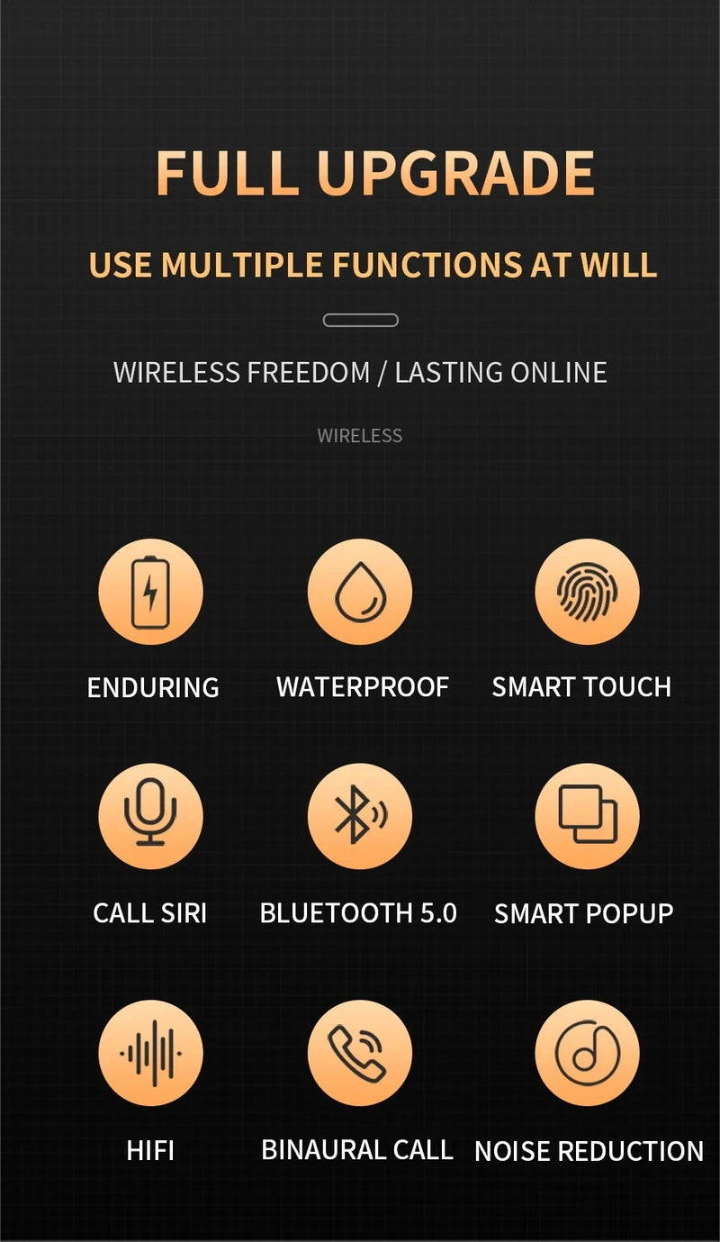 Fone de Ouvido Original Pro 6 TWS Bluetooth Sem Fio com Microfone - Mini Fones Intra-Auriculares Esportivos para Celulares (cópia)