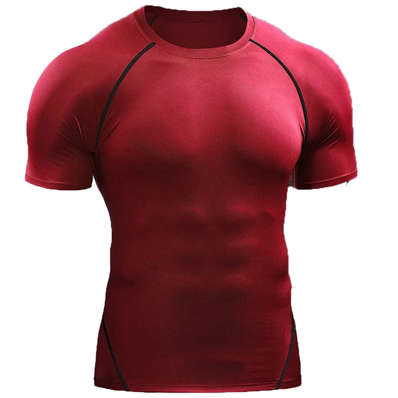 Camiseta Compressão Masculina 2025 – Esportiva de Verão para Corrida e Academia | Roupas de Secagem Rápida e Tecido Elástico