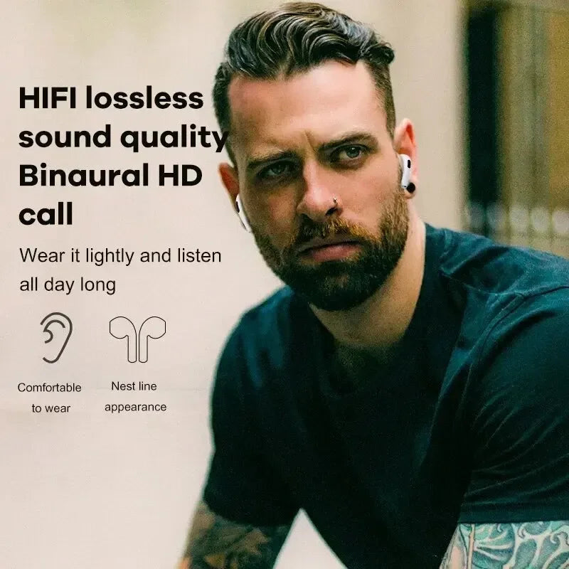 Fone de Ouvido Original Pro 6 TWS Bluetooth Sem Fio com Microfone - Mini Fones Intra-Auriculares Esportivos para Celulares (cópia)