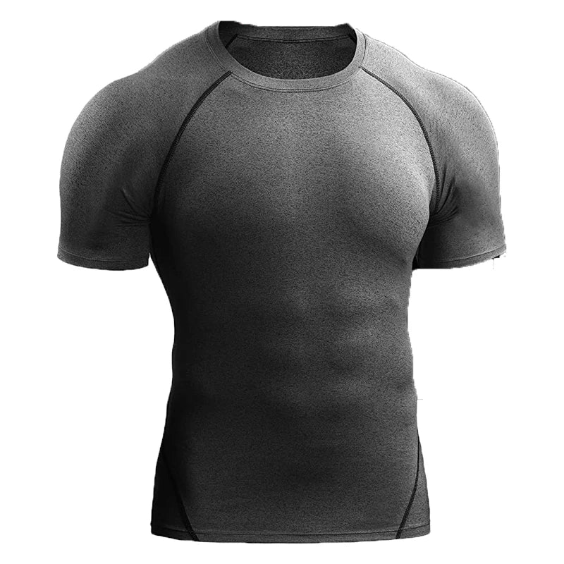 Camiseta Compressão Masculina 2025 – Esportiva de Verão para Corrida e Academia | Roupas de Secagem Rápida e Tecido Elástico