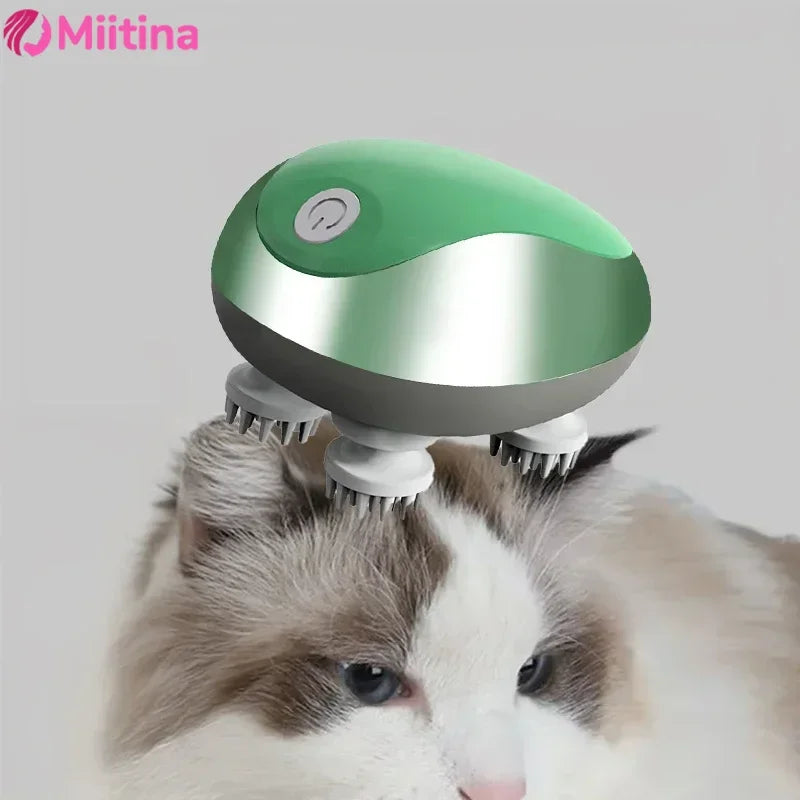 Massageador de cabeça elétrico 3d para gatos, cães, animais de estimação, couro cabeludo, recarregável, relaxamento corporal, massageador, promove o crescimento do cabelo, suprimentos para animais de estimação