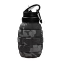 Garrafa de Água Retrátil de Silicone em Formato de Granada – 580ML, Esportiva, Dobrável, Camuflada, Copo de Viagem Colapsável