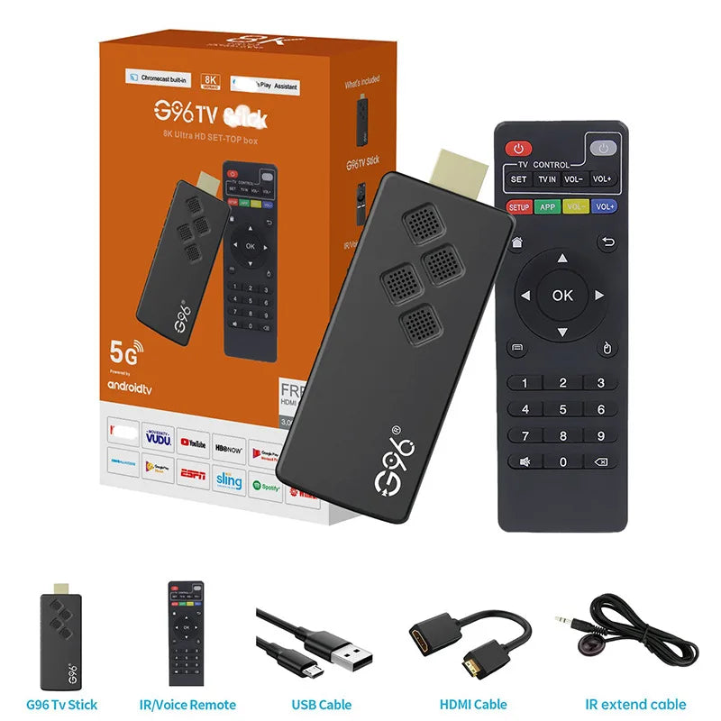 TV Box G96 H313 Android 13 | 4K + Controle Bluetooth por Voz | 2GB/8GB