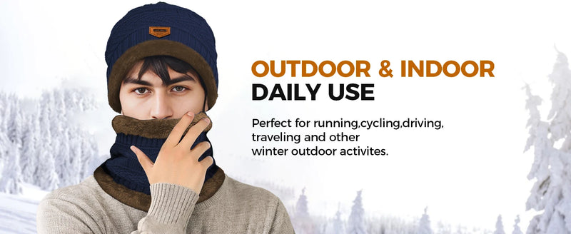 2 peças + 1 par Conjunto de Inverno Quente com Veludo: Gorro, Cachecol e Luvas — Toucas de Inverno Tricotadas para Homens e Mulheres, Gorro com Veludo, Cachecol de Lã Coral, Ideal para Atividades ao Ar Livre.