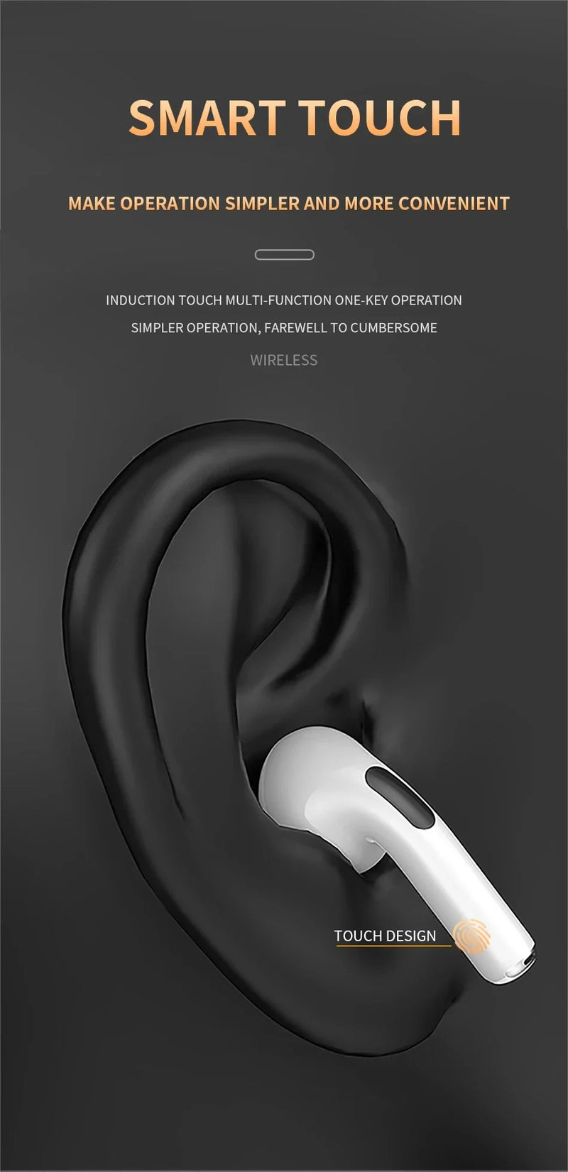 Fone de Ouvido Original Pro 6 TWS Bluetooth Sem Fio com Microfone - Mini Fones Intra-Auriculares Esportivos para Celulares (cópia)