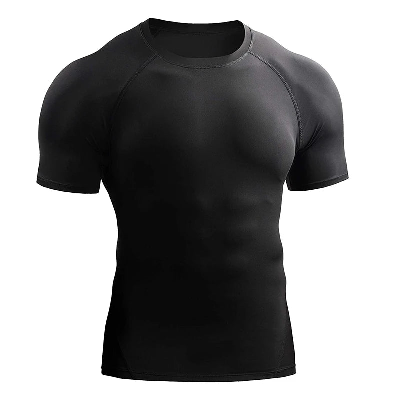 Camiseta Compressão Masculina 2025 – Esportiva de Verão para Corrida e Academia | Roupas de Secagem Rápida e Tecido Elástico