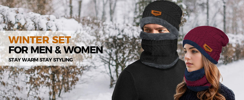 2 peças + 1 par Conjunto de Inverno Quente com Veludo: Gorro, Cachecol e Luvas — Toucas de Inverno Tricotadas para Homens e Mulheres, Gorro com Veludo, Cachecol de Lã Coral, Ideal para Atividades ao Ar Livre.