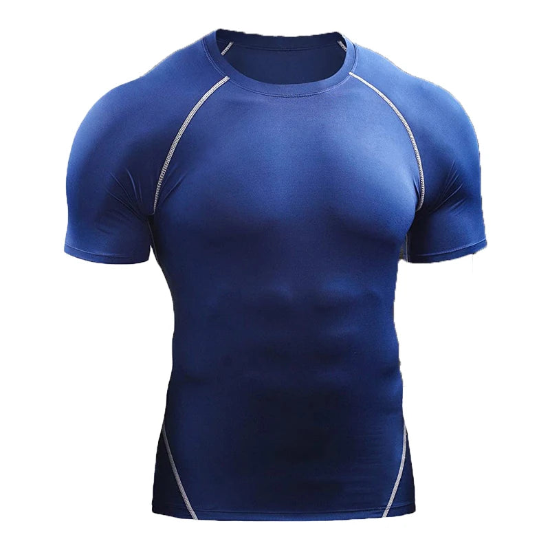 Camiseta Compressão Masculina 2025 – Esportiva de Verão para Corrida e Academia | Roupas de Secagem Rápida e Tecido Elástico