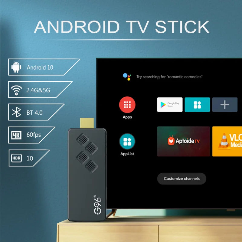 TV Box G96 H313 Android 13 | 4K + Controle Bluetooth por Voz | 2GB/8GB