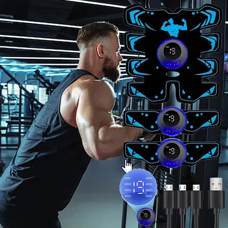 USB Rechargable EMS Muscle Stimulator ABS Arm 3 IN 1 Trainer Pad Wireless Smart Fitness Abdominal Training Electric Body Slim