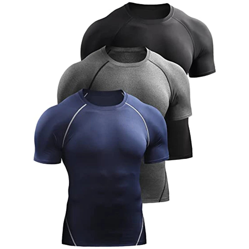 Camiseta Compressão Masculina 2025 – Esportiva de Verão para Corrida e Academia | Roupas de Secagem Rápida e Tecido Elástico