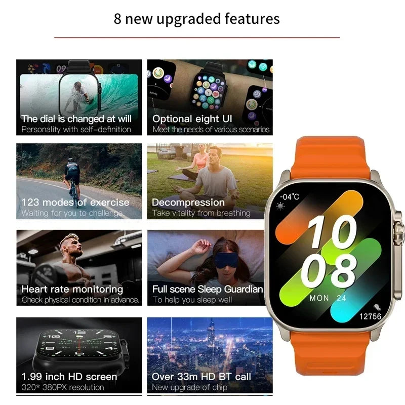 Relógio Smartwatch 2025 com Chamada de Voz via Bluetooth, Monitor de Batimentos Cardíacos, Pulseira Esportiva para Android e iOS – Relógio Inteligente para Presente"