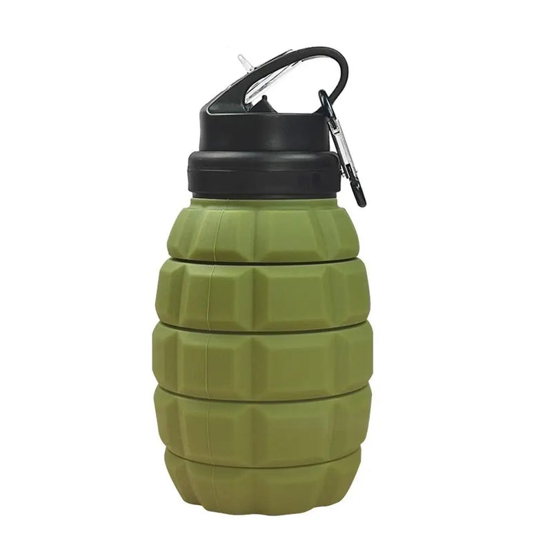 Garrafa de Água Retrátil de Silicone em Formato de Granada – 580ML, Esportiva, Dobrável, Camuflada, Copo de Viagem Colapsável